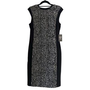 NWT Vince Camuto Black White Professional Cap Sleeve Dress